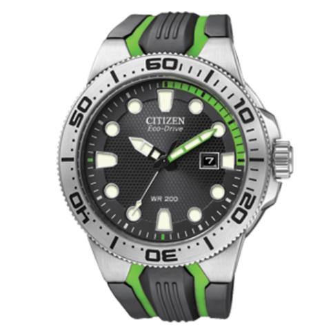 Citizen Mens Scuba Fin Eco-Drive Divers Watch | Green / Black | BN0090-01E