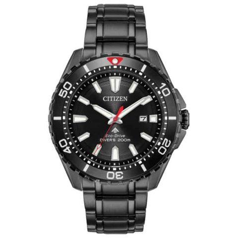 Citizen Mens Black Stainless Steel Divers Watch - Eco-Drive