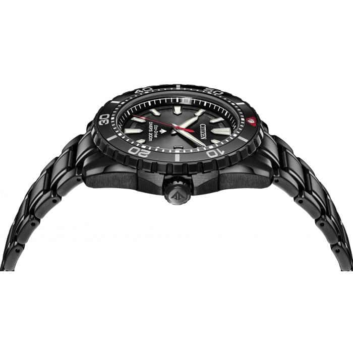 Citizen Mens Black Stainless Steel Divers Watch - Eco-Drive