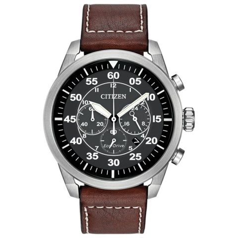 Citizen Mens Avion Watch - Brown Leather Strap
