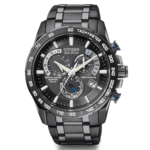Citizen Mens Black Patterned Atomic Watch | AT4007-54E