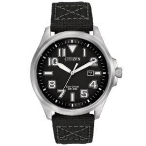 Citizen Mens Black Military Eco-Drive 200M Watch | AW1410-08E