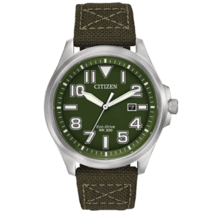 Citizen Mens Green Military Eco-Drive 200M Watch | AW1410-16X