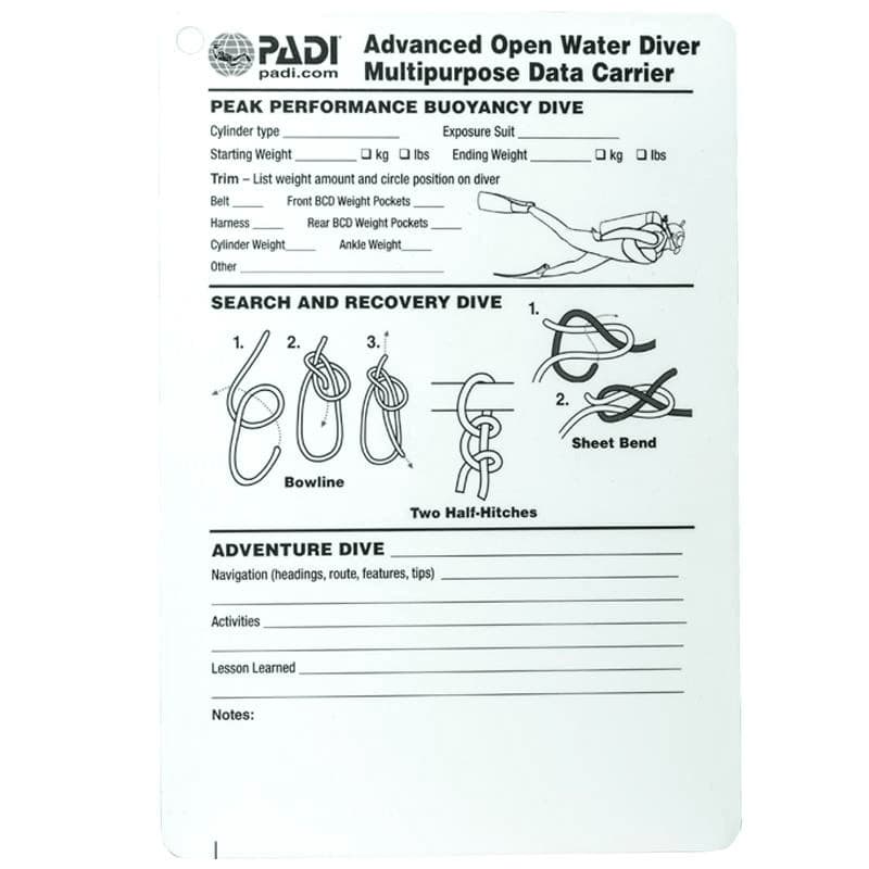 PADI Advanced Open Water Diver Manaul c/w Delux Data Carrier