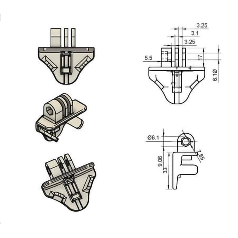 Scubapro GoPro Universal Dive Mask Mount Dimensions