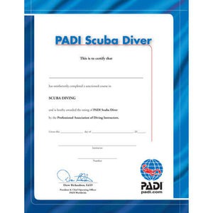 PADI Scuba Diver Certificate