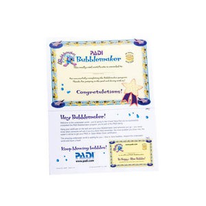 PADI Bubblemaker with Participant Card Certificate