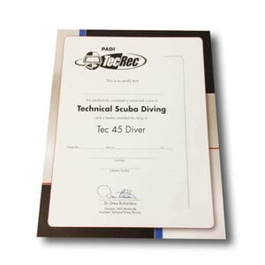 PADI Tec 45 Diver Wall Certificate