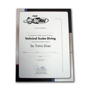 PADI Tec Trimix Diver Wall Certificate