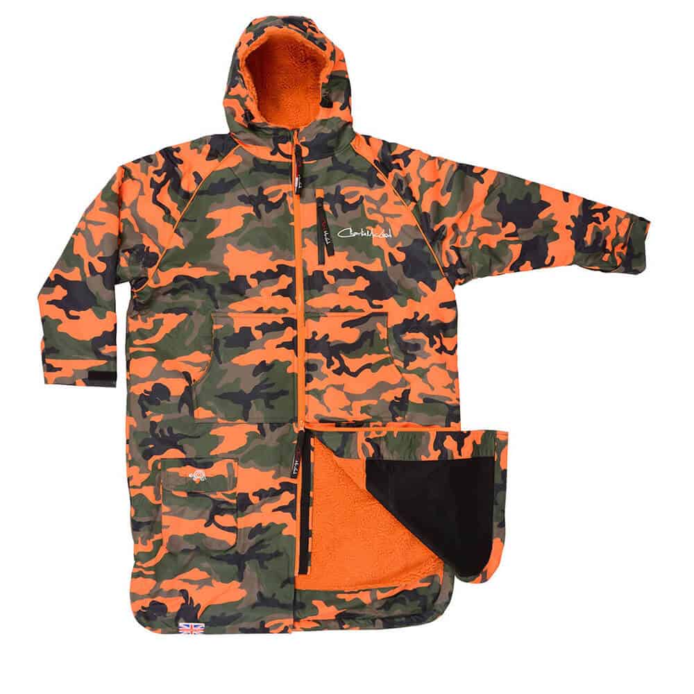 Charlie Mcleod Eco Long Sleeved Changing Robe Orange Camo Flat