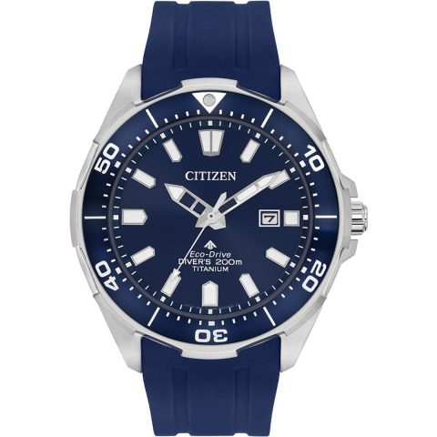 Citizen Mens Titanium Diver Watch Blue bn0201-02m Front