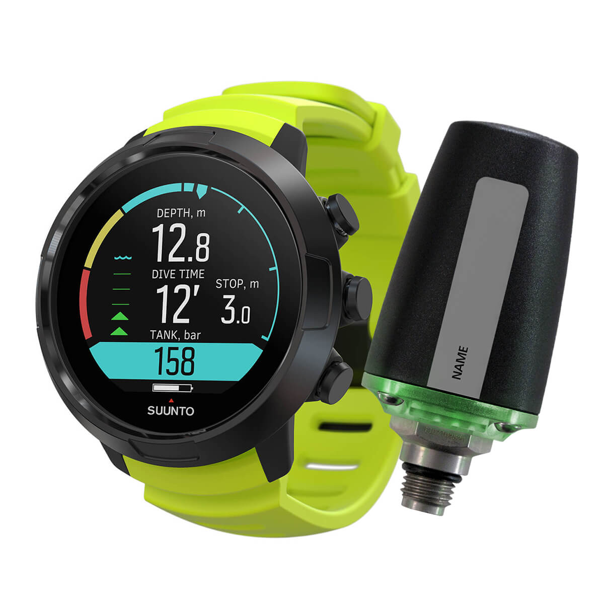 Suunto D5 Black/Lime Dive Computer With Tank Pod Bundle