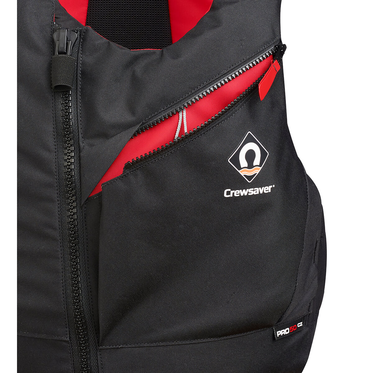 Crewsaver Pro 50 CZ Buoyancy Aid Black/Red Pocket Detail