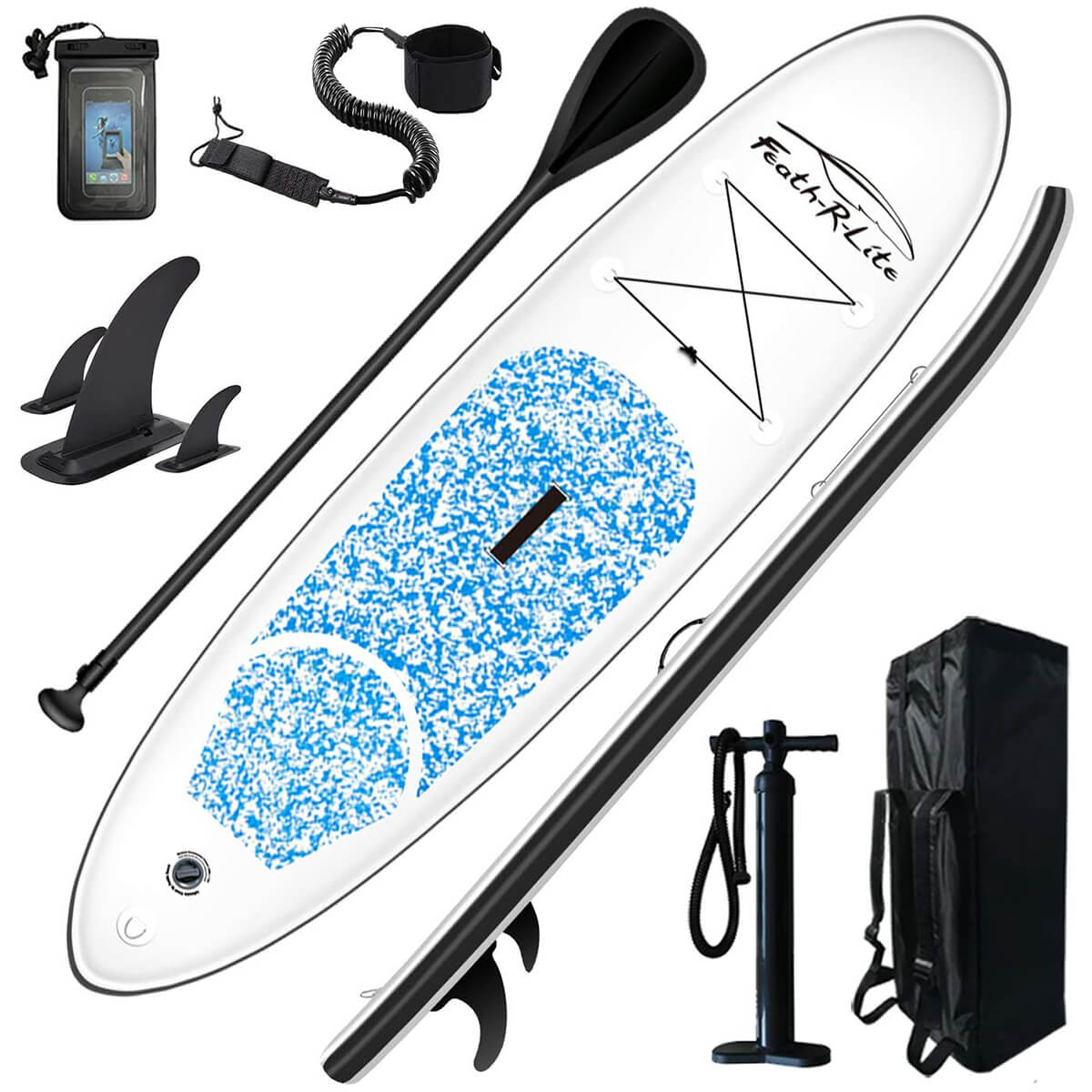 feath-r-lite sup inflatable paddle board light blue bundle package