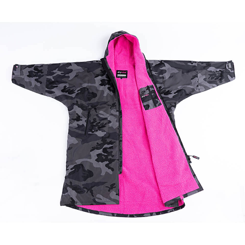 Dryrobe Advanced Long Sleeve Black Camo Pink Flat