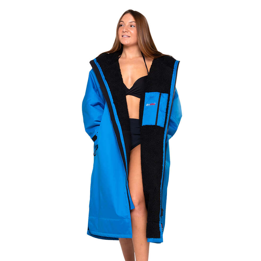 DryRobe Advanced Long Sleeve Worn Cobalt Blue/Black