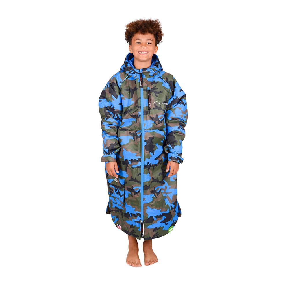 Charlie Mcleod Kids Eco Long Sleeve Change Robe Camo Blue