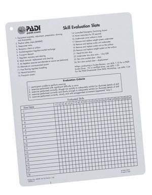 PADI Skill Evaluation Slate