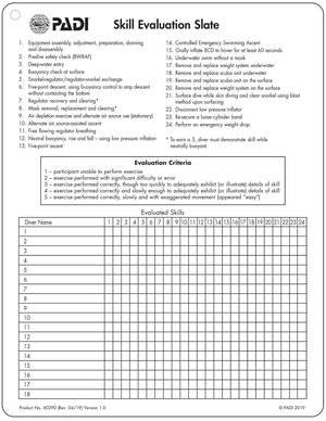PADI SKill Evaluation Slate #60290