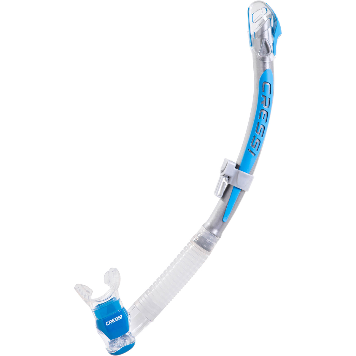 Cressi Corfu Self Draining Snorkel Silver/Blue