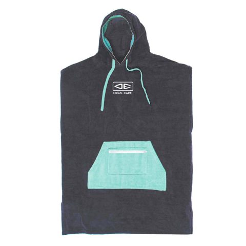 O&E Ladies Daydream Hooded Towelling Poncho / Change Robe - Charcoal