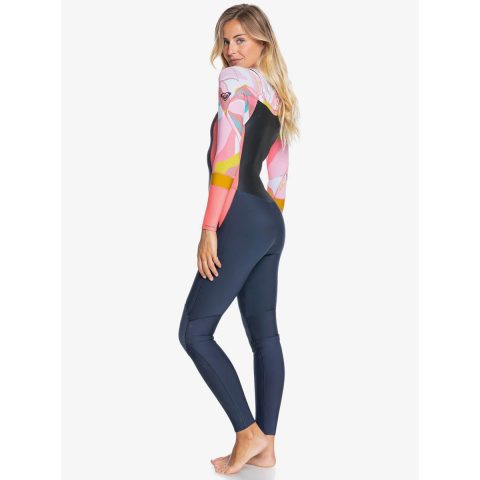 Roxy Syncro Womens 4/3mm Chest Zip Wetsuit Jet Grey/Coral Side