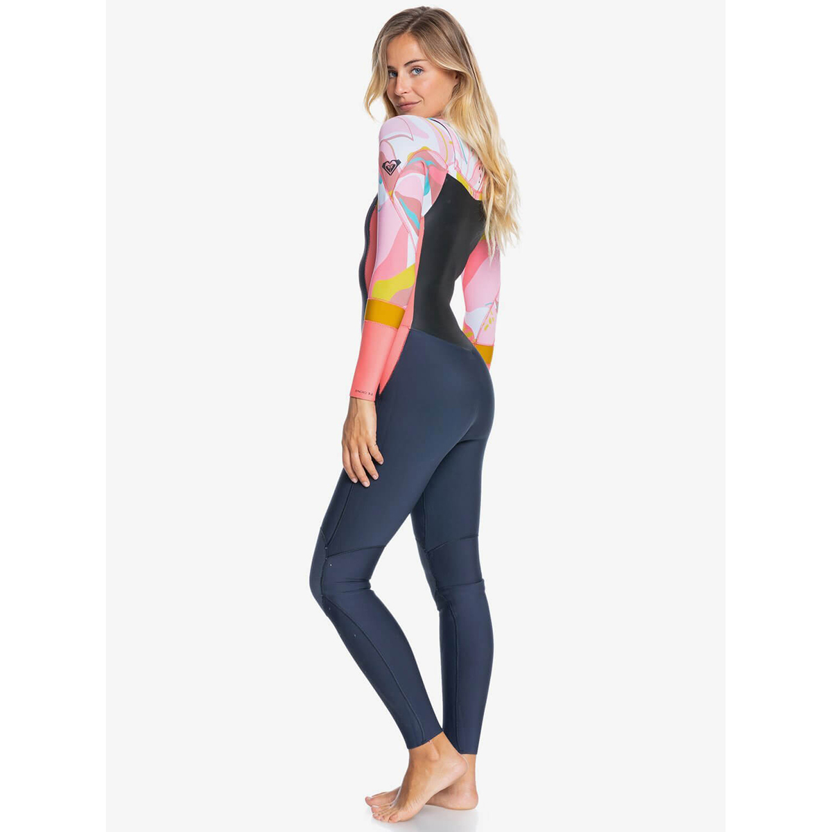 Roxy Syncro Womens 4/3mm Chest Zip Wetsuit Jet Grey/Coral Side