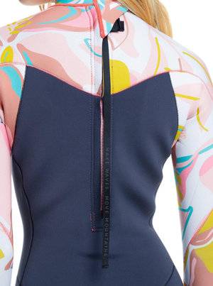 Roxy Syncro Womens 2/2 BZ Spring Suit - Jet Grey/Coral Flame/Temple Gold