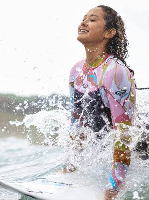 Roxy Syncro Womens 2/2 BZ Spring Suit - Jet Grey/Coral Flame/Temple Gold