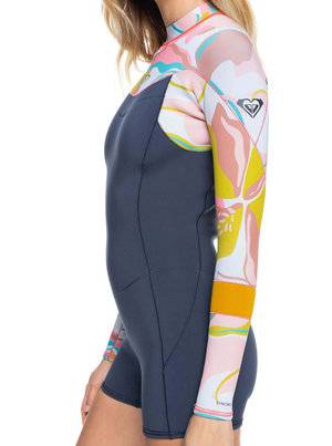 Roxy Syncro Womens 2/2 BZ Spring Suit - Jet Grey/Coral Flame/Temple Gold