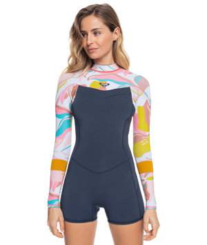 Roxy Syncro Womens 2/2 BZ Spring Suit - Jet Grey/Coral Flame/Temple Gold