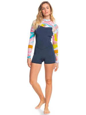Roxy Syncro Womens 2/2 BZ Spring Suit - Jet Grey/Coral Flame/Temple Gold