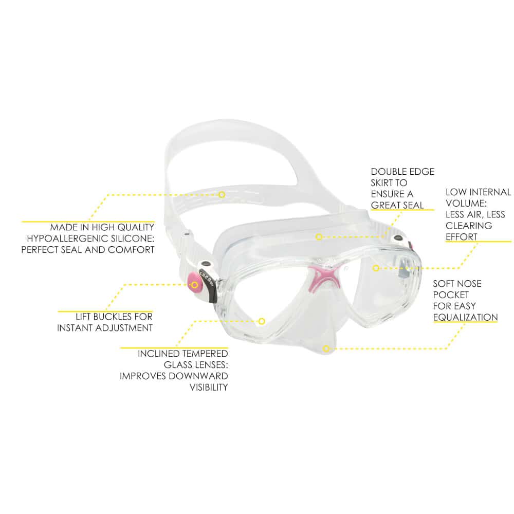 Cressi Marea Jr + Seal Dry- Kids Snorkel Combo Clear Skirt