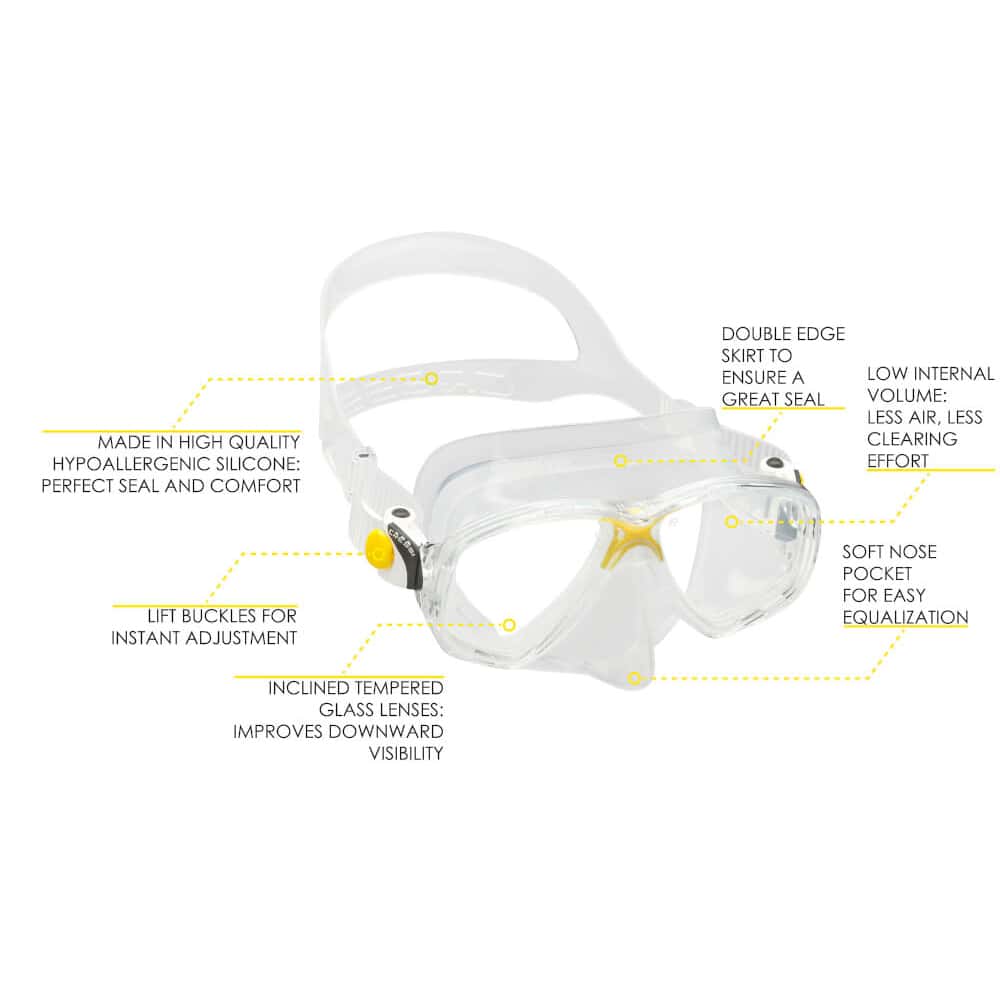 Cressi Marea Jr + Seal Dry- Kids Snorkel Combo Clear Skirt
