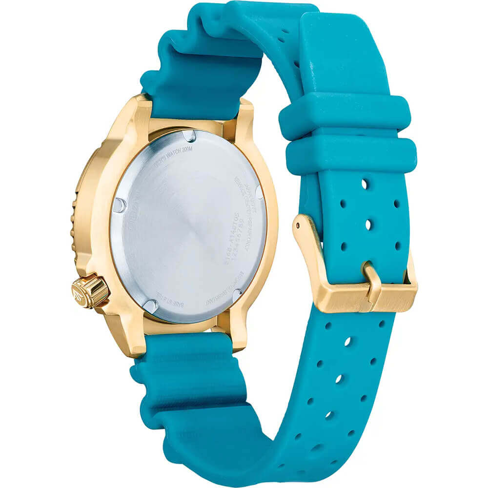 Citizen Mens Promaster Dive Watch, Gold Case, Teal Band Back