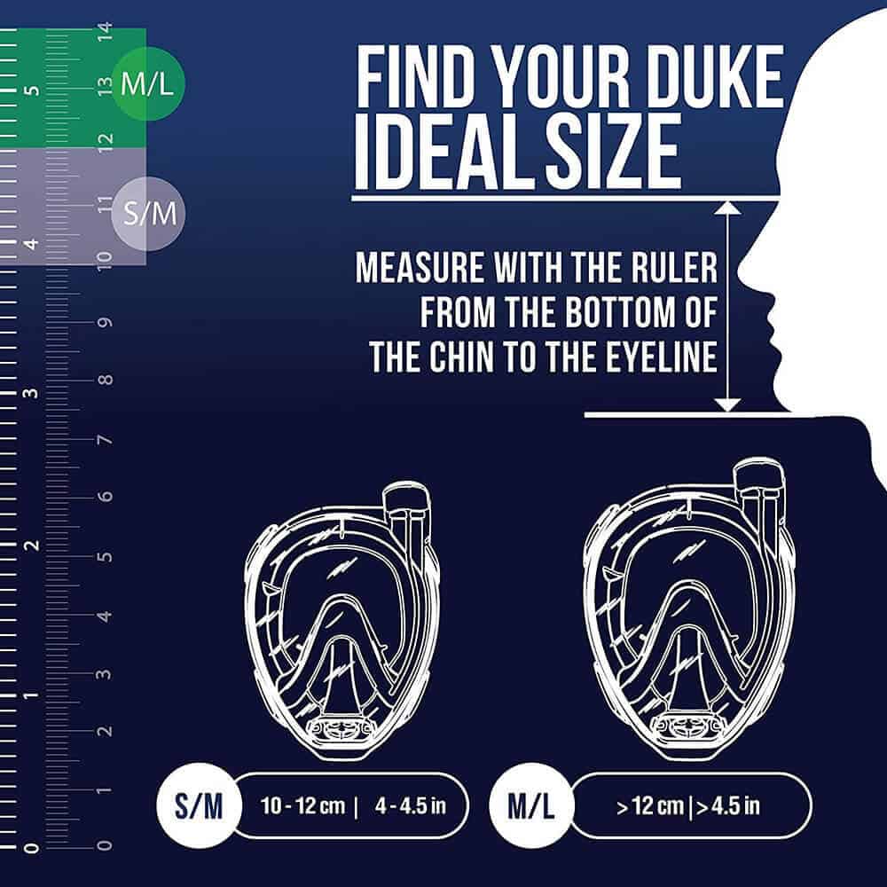 Cressi Duke Full Face Snorkelling Mask Size Guide