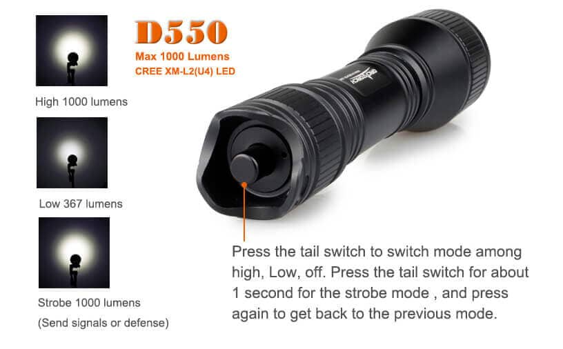 OrcaTorch D550 1000 Lumens Dive Torch