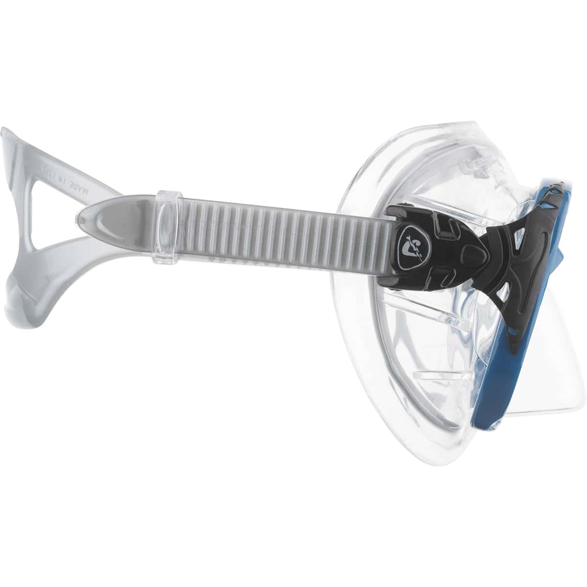 Cressi Big Eyes Evolution Crystal Mask Clear/Blue/Black Strap Detail