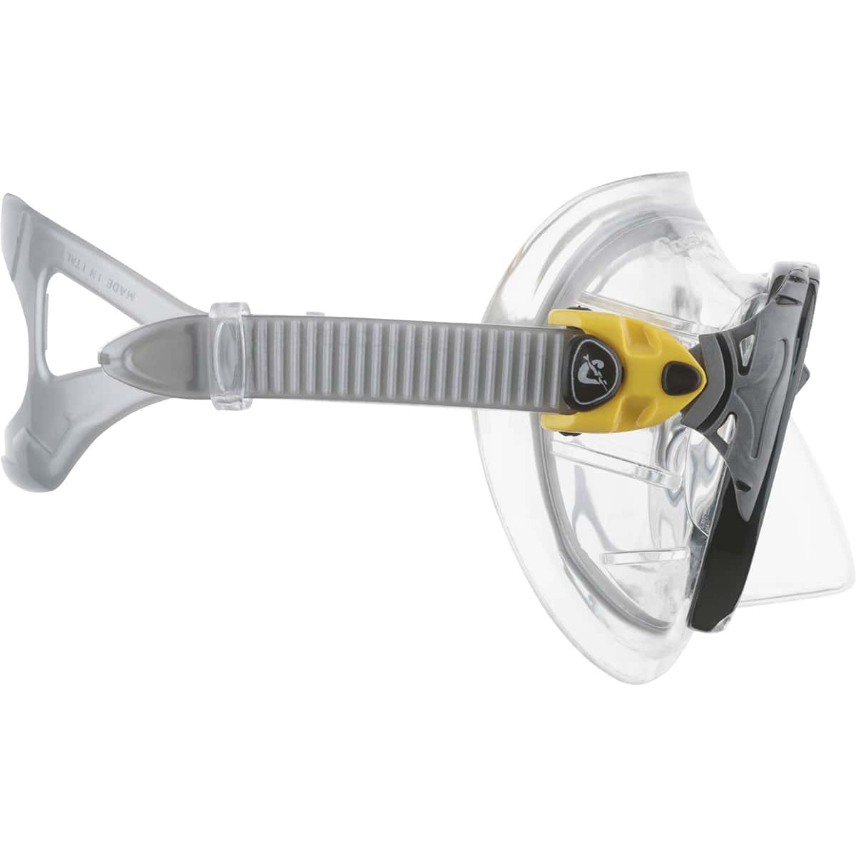 Cressi Big Eyes Evolution Crystal Mask Clear/Yellow Strap Detail