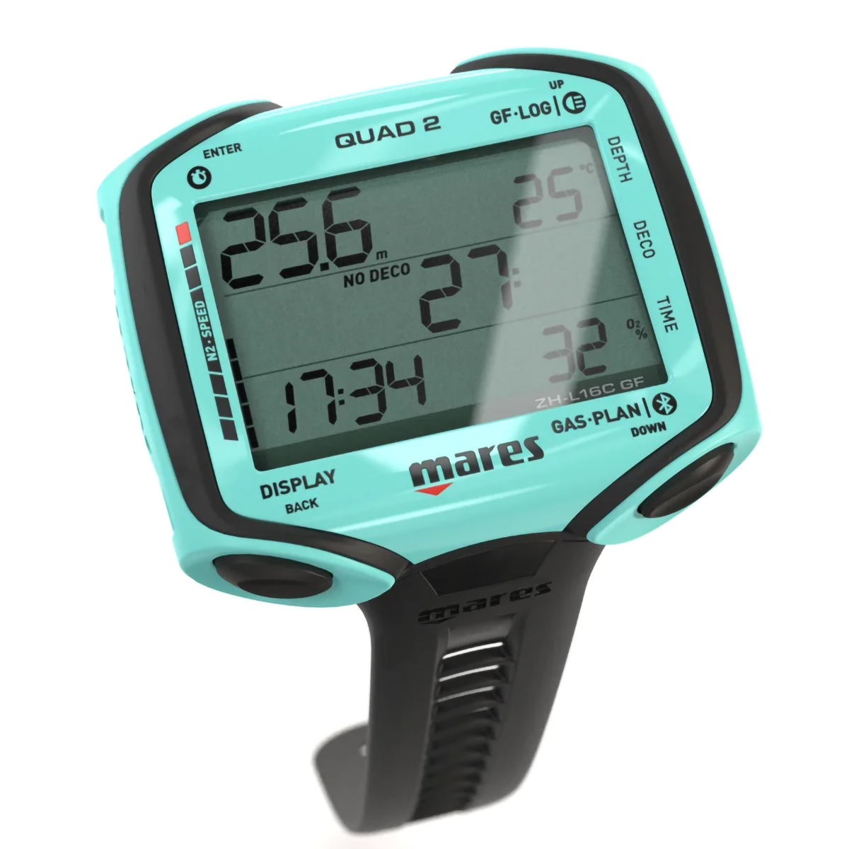 Mares Quad 2 Dive Computer Dive Mode With Strap Aqua