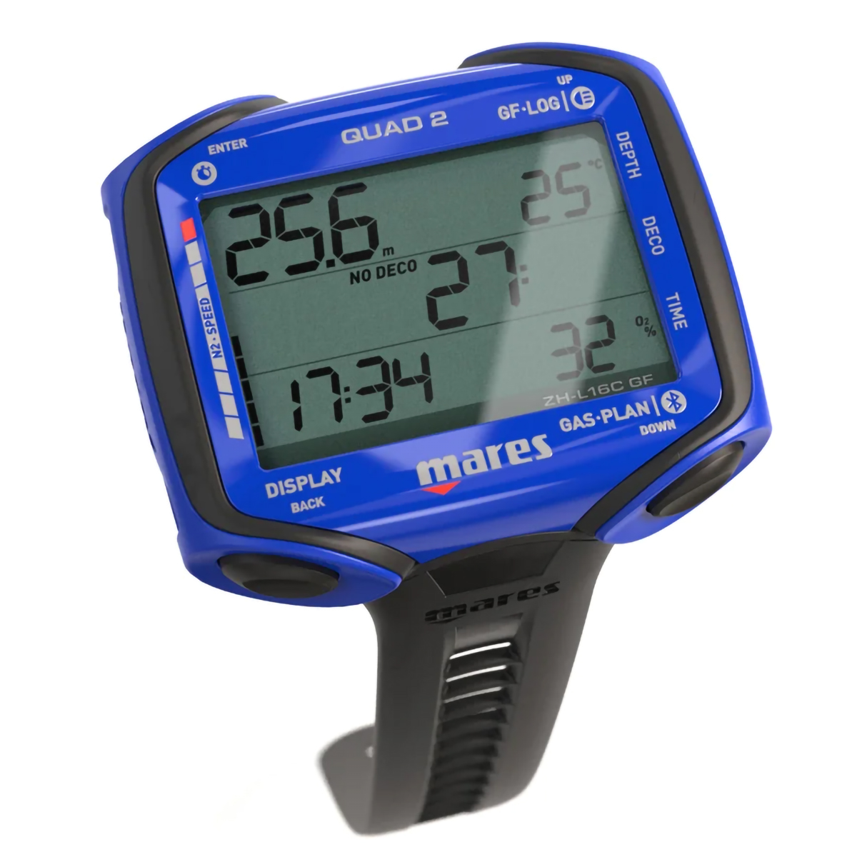 Mares Quad 2 Dive Computer Dive Mode With Strap Blue