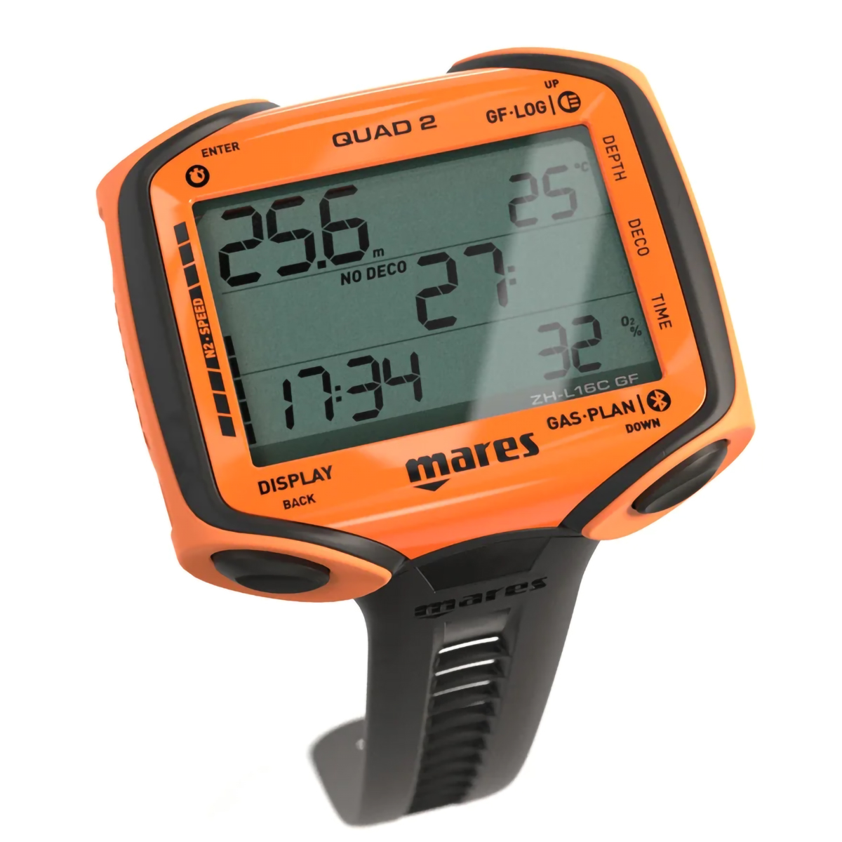 Mares Quad 2 Dive Computer Dive Mode With Strap Orange