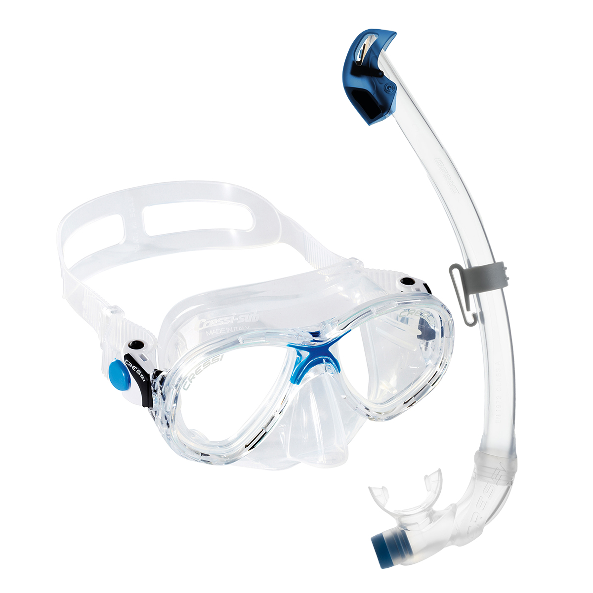 Cressi Marea Junior Mask + Seal Dry SNorkel Kids Mask + Snorkel Set Blue