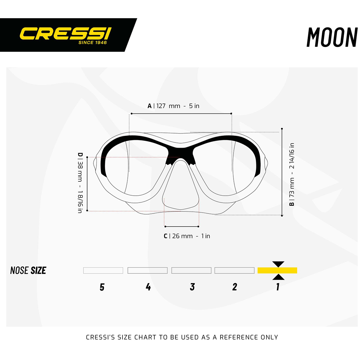Cressi Moon Kids Mask Size Guide
