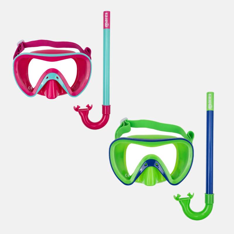 mares kids turtle mask & snorkel set pink & green