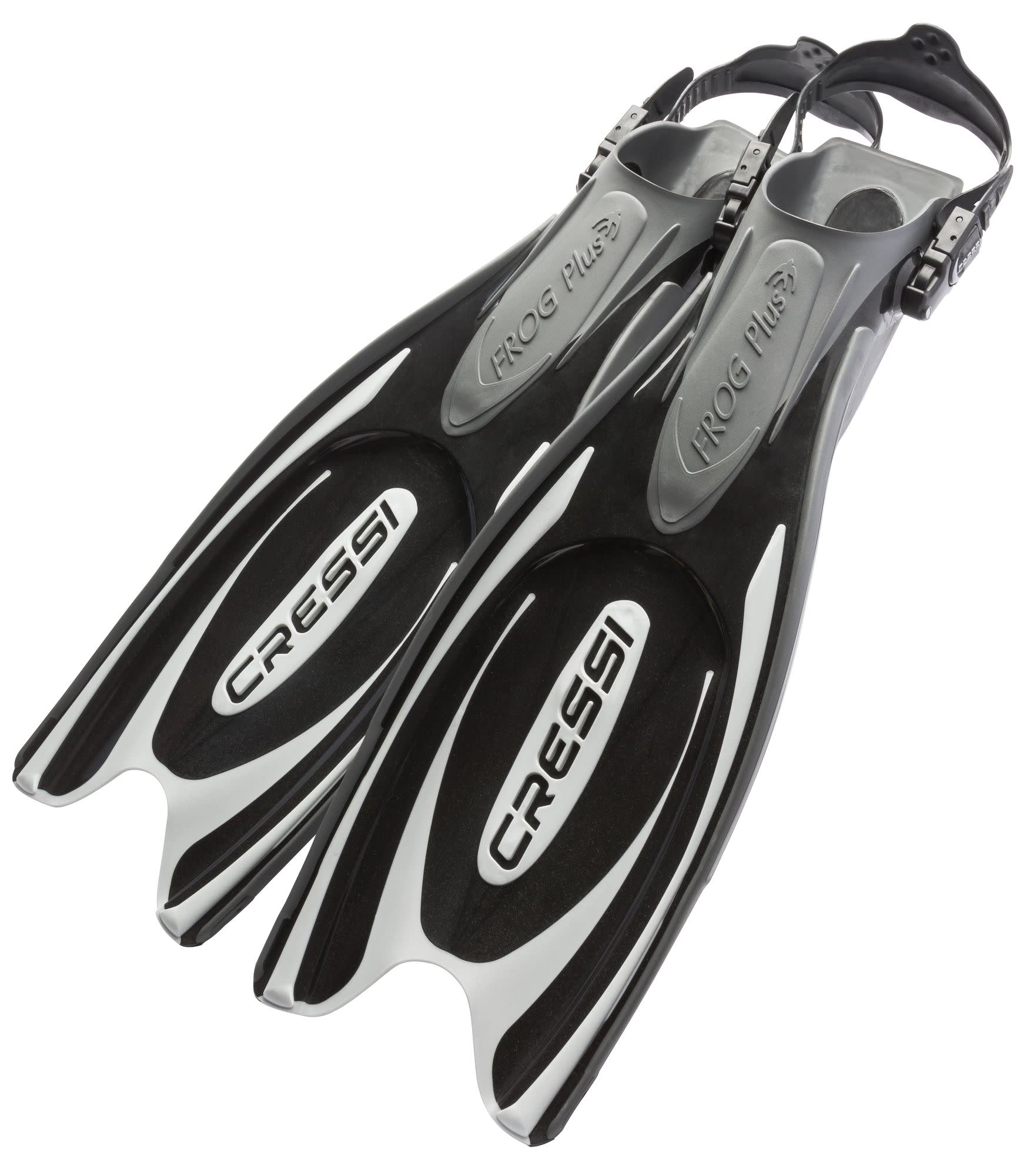cressi frog plus open heel fins black silver pair