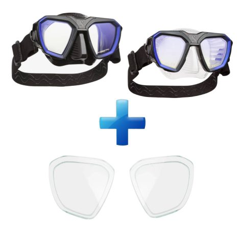 scubapro d-mask clean and black mask plus fitted lenses