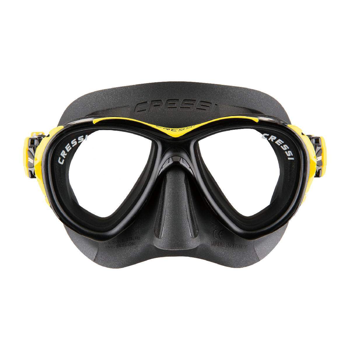 cressi naxos dive mask black yellow front