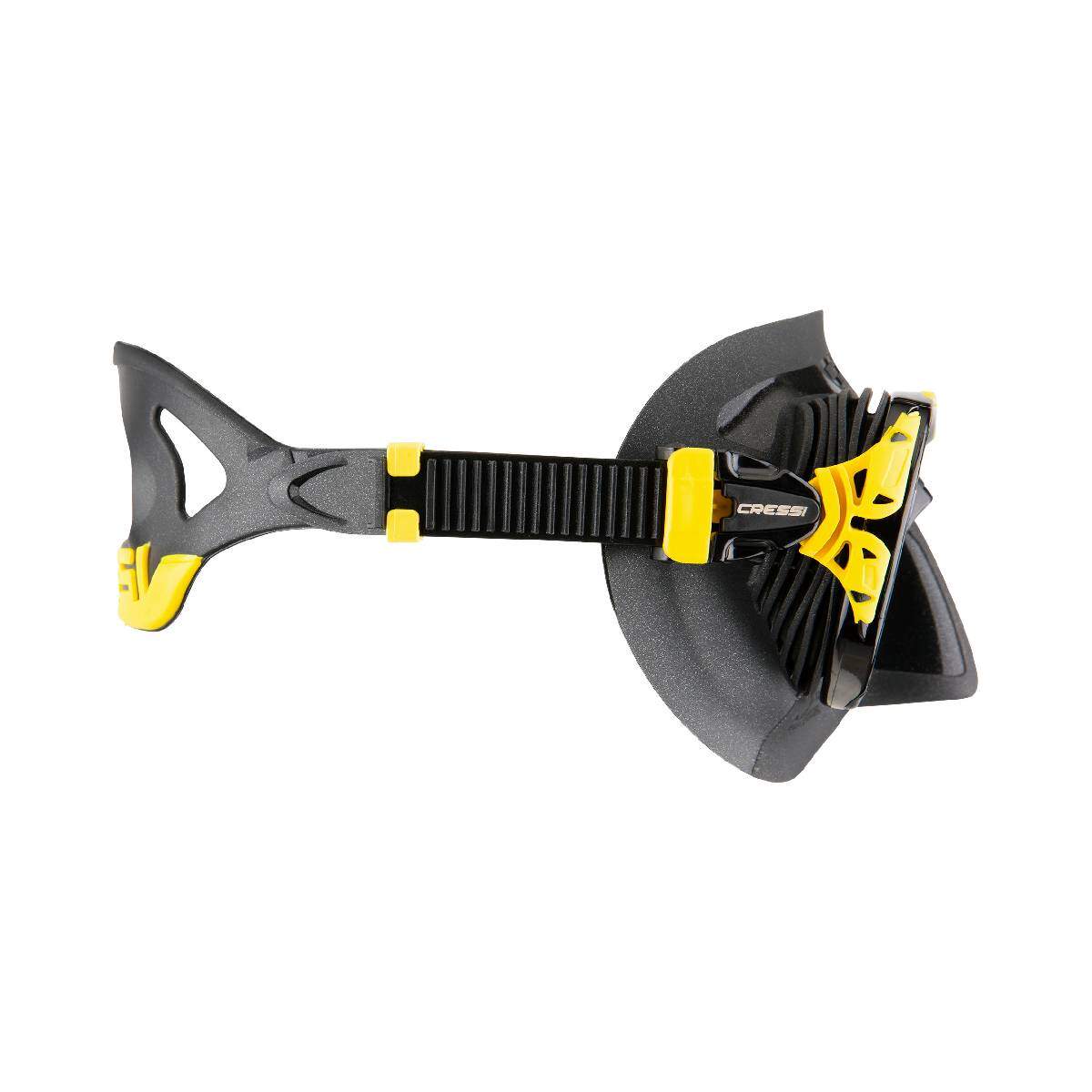 cressi naxos dive mask black yellow side