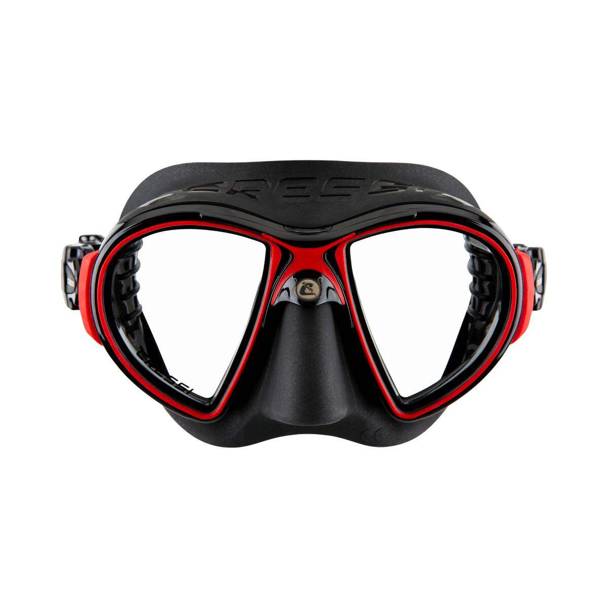 cressi zeus dive mask black red front